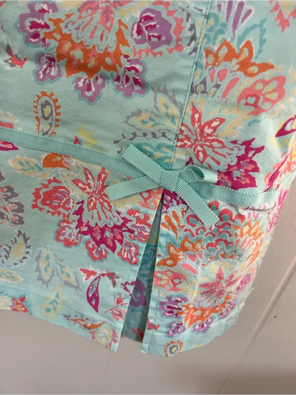 Ladies 14P Sigrid Olsen Aqua Floral Dress 36” long